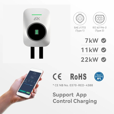 Single Phase Electric Vehicle Charging Wallbox 7.5kw IP54